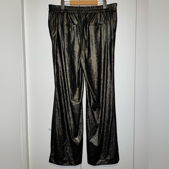 Joie Coated Metallic Gold Wide Leg Dress Pants - Picture 3 of 13